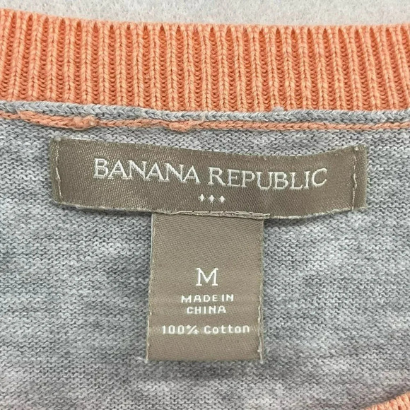 Banana Republic Top Women's Large Gray Orange Colorblock Crew Neck 3/4 Sleeves - Picture 10 of 11